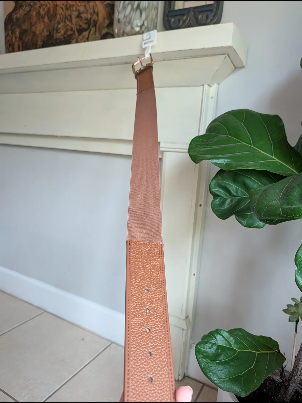 Michael Kors Tan Pebbled Leather Belt with Gold Hardware